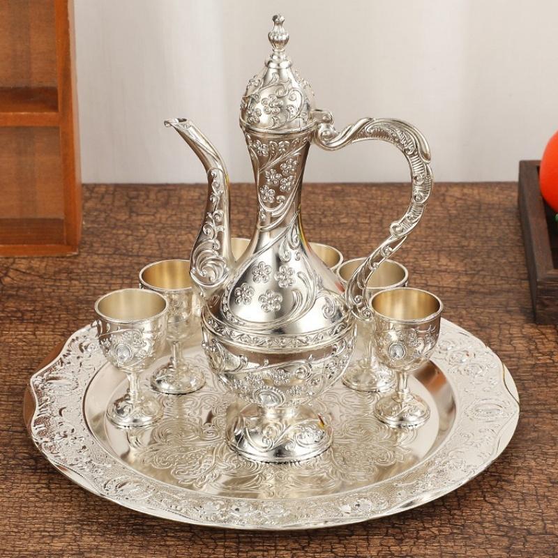 Wine Set, Alloy Home Wine Pot Glass Set, European Exquisite Vintage Wine Glass, Creative Desktop Living Room Decoration,1Set L
Wine Set, Alloy Home Wine Pot Glass Set, European Exquisite Vintage Wine Glass, Creative Desktop Living Room Decoration,1Set L