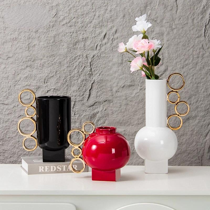 Ceramic Vase Colored Geometric Circle Handle Hollow Circle Flower Vase Floral Arrangement Accessories Home Decoration
Ceramic Vase Colored Geometric Circle Handle Hollow Circle Flower Vase Floral Arrangement Accessories Home Decoration