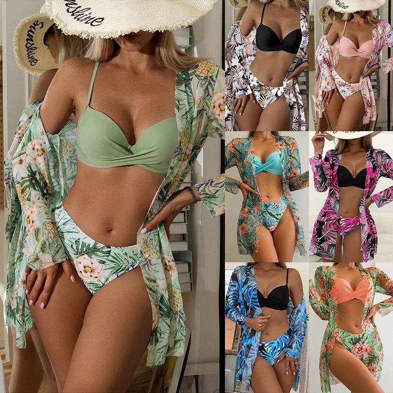 2024 Stylish Three-Piece Swimsuit with Mesh Kimono Cover-Up - European & American Split Bikini Large
2024 Stylish Three-Piece Swimsuit with Mesh Kimono Cover-Up - European & American Split Bikini Large