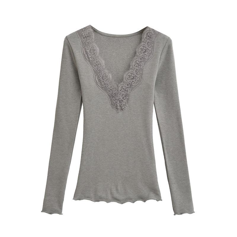 Women s V-neck Lace Patchwork Thin Fleece Long Sleeve Top - Sexy Faux Cashmere Base Layer for Autumn/Winter Small серый
Women s V-neck Lace Patchwork Thin Fleece Long Sleeve Top - Sexy Faux Cashmere Base Layer for Autumn/Winter Small серый