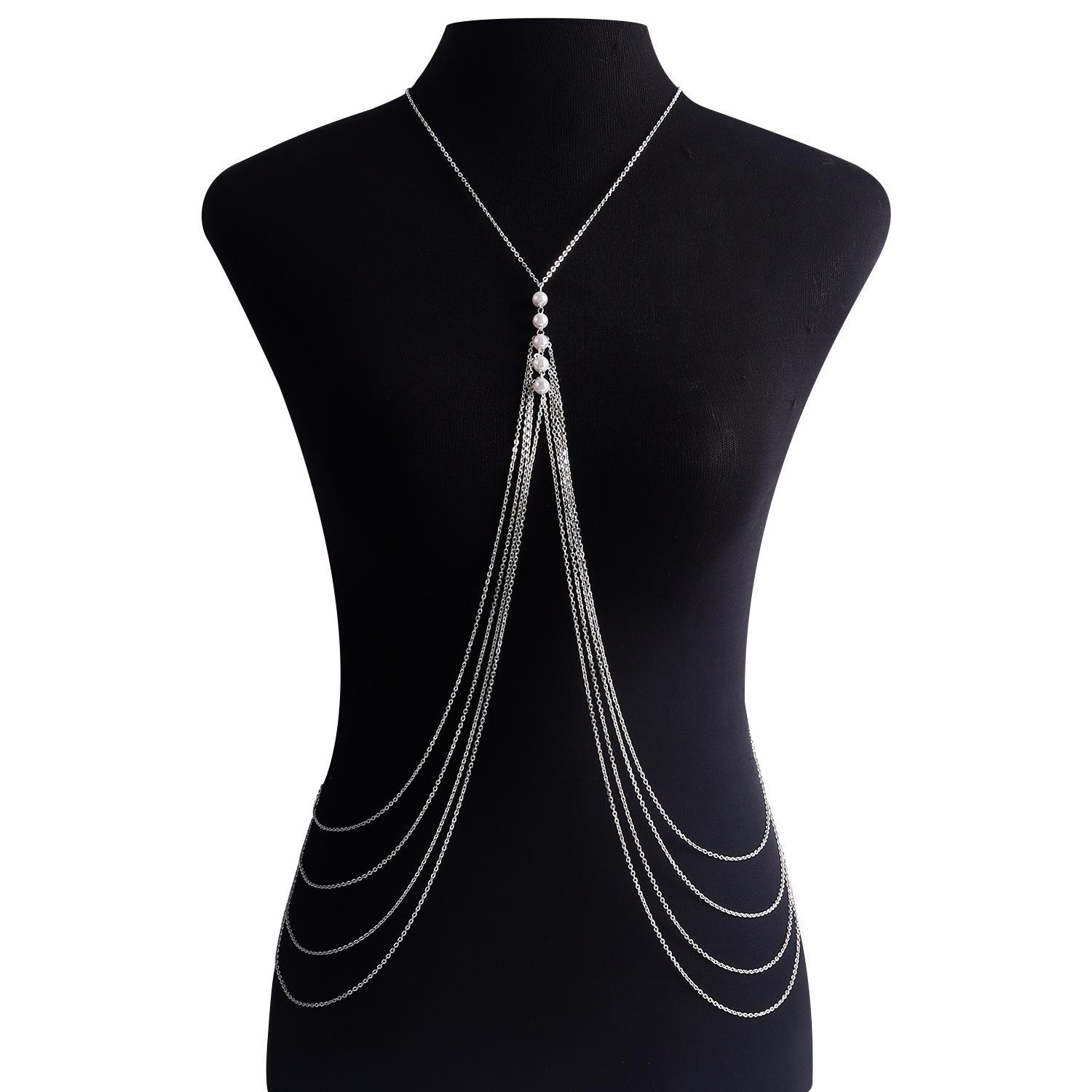 European and American jewelry, sexy Spice Girl geometric imitation pearl multi-layer body chain, simple and versatile beach waist chain for women срібний
European and American jewelry, sexy Spice Girl geometric imitation pearl multi-layer body chain, simple and versatile beach waist chain for women срібний