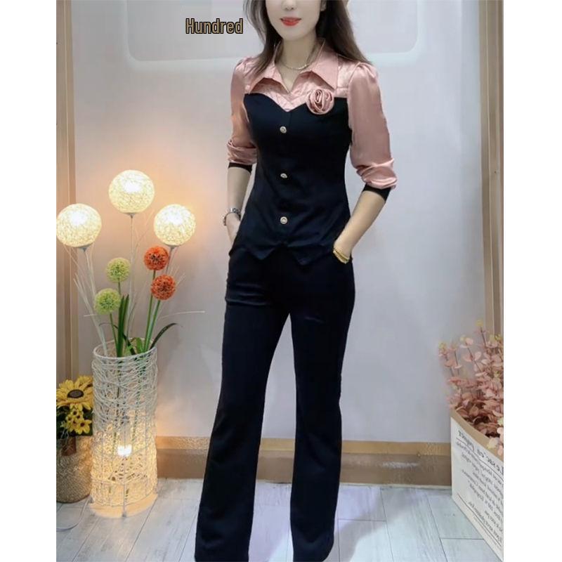 Chic Women s 2025 Spring Spliced Slim Shirt & Casual Pants Set M for 85-100 jin
Chic Women s 2025 Spring Spliced Slim Shirt & Casual Pants Set M for 85-100 jin