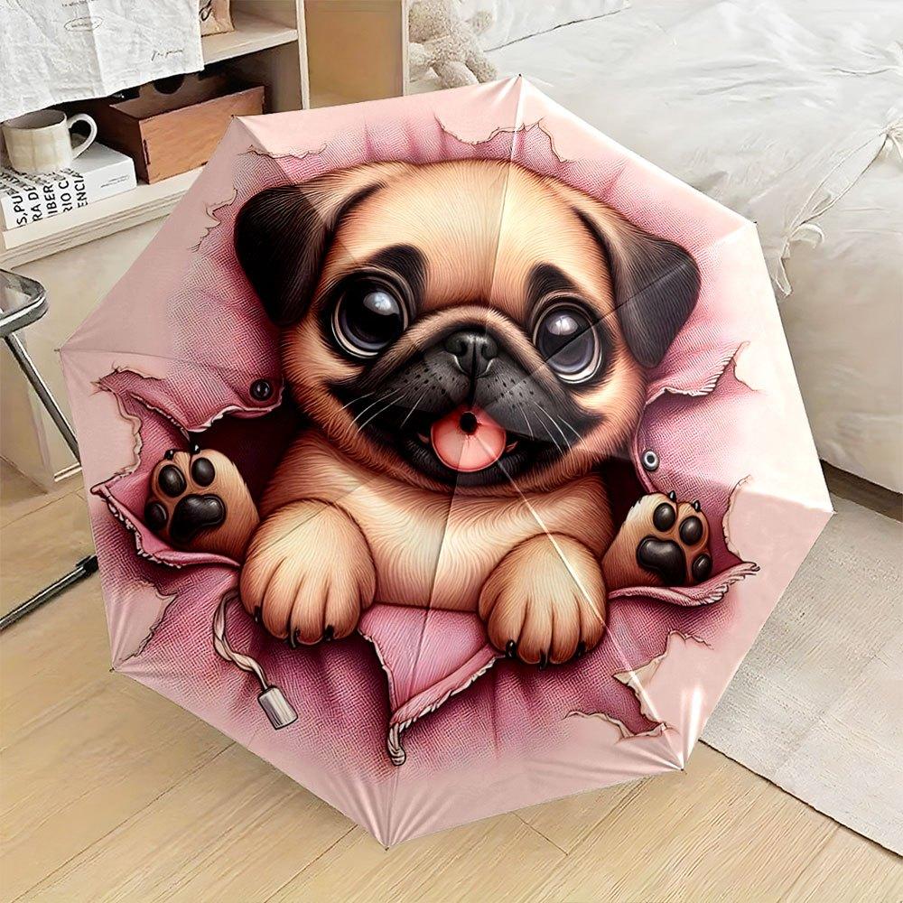 Open/Close Cute Pug Dog Umbrella with Pink Torn Fabric & Pug Peeking Through - Portable 8-Rib Compact Folding Umbrella for &, (as the picture,Iron&8K)
Open/Close Cute Pug Dog Umbrella with Pink Torn Fabric & Pug Peeking Through - Portable 8-Rib Compact Folding Umbrella for &, (as the picture,Iron&8K)