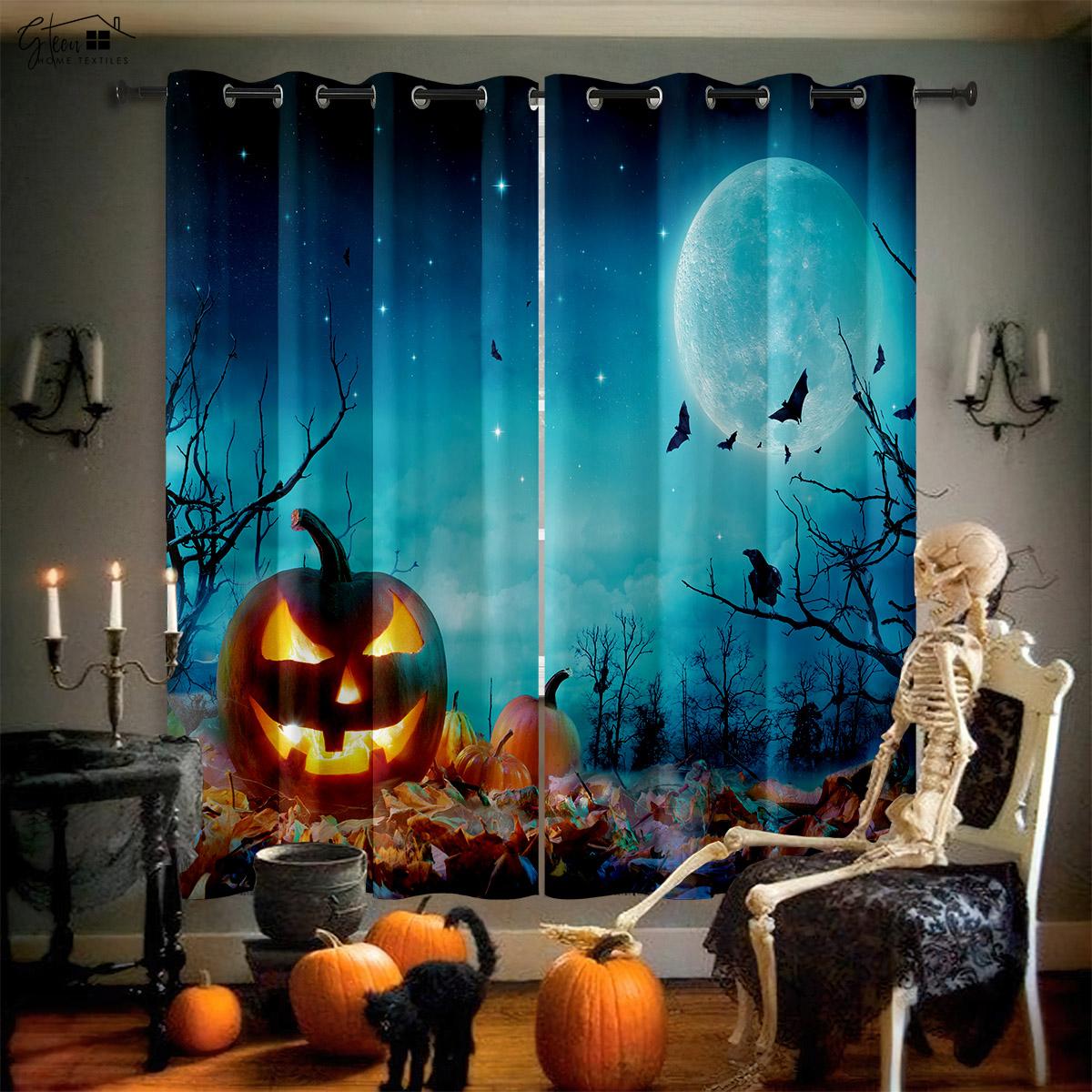Halloween Draperies Horror Castle Pumpkin Classic Cartoon Style Printed Draperies Children s Space Design Restaurant PartyOrnamentDrapes W50xH130(CM)x2PCS&Grommet Top
Halloween Draperies Horror Castle Pumpkin Classic Cartoon Style Printed Draperies Children s Space Design Restaurant PartyOrnamentDrapes W50xH130(CM)x2PCS&Grommet Top