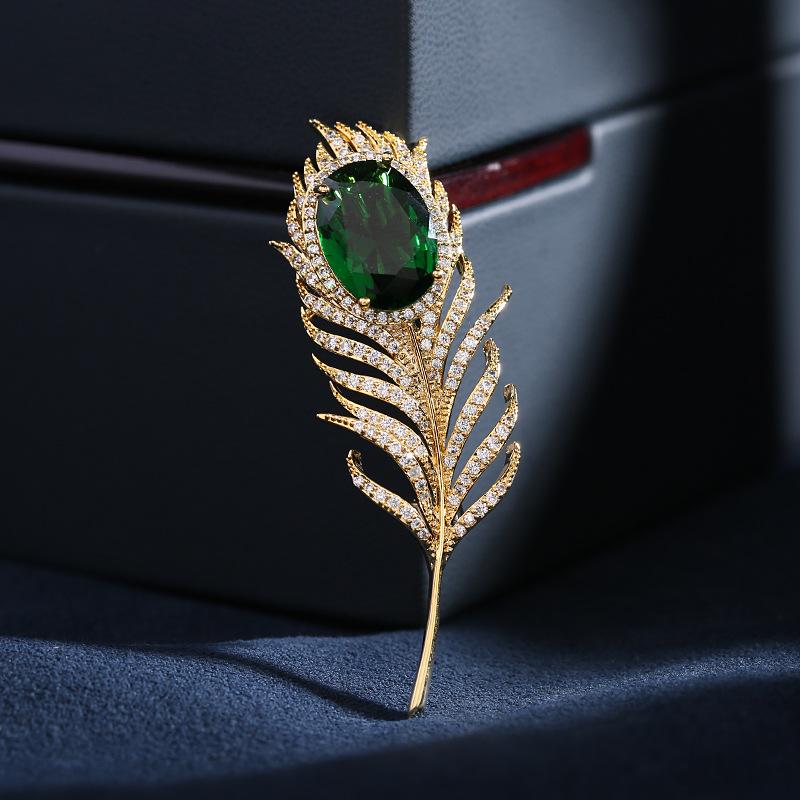 New Copper Micro Inlaid Cubic Zirconia Pin Coat Suit Accessories Feather Brooch New Year Gift
New Copper Micro Inlaid Cubic Zirconia Pin Coat Suit Accessories Feather Brooch New Year Gift