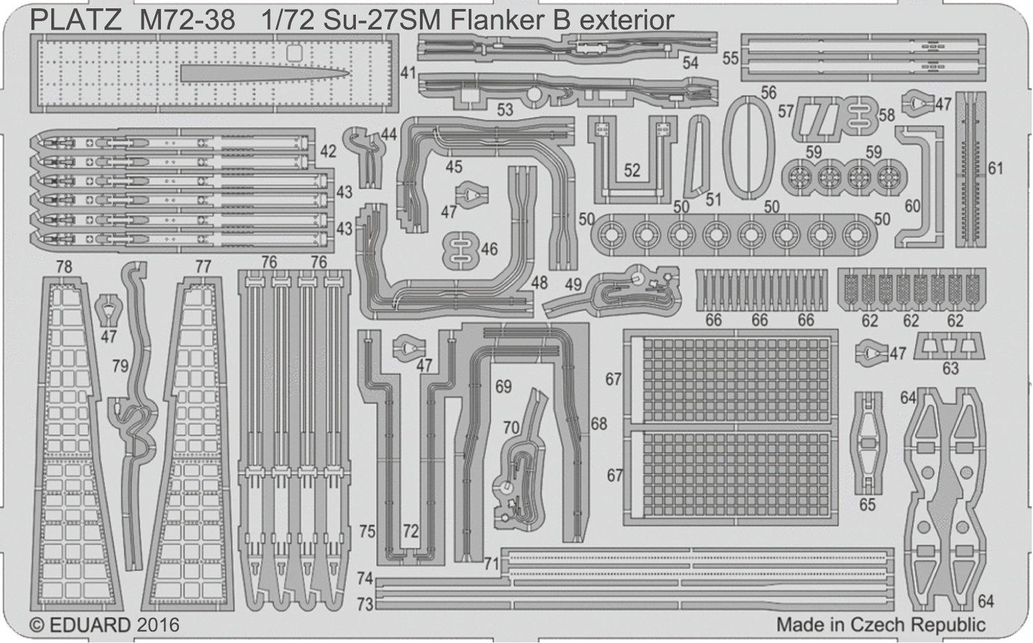 Platts Aviation Model Special Series Flanker Etching Exterior Пластиковые детали для модели 1/72 Су-27СМ М72-38
Platts Aviation Model Special Series Flanker Etching Exterior Пластиковые детали для модели 1/72 Су-27СМ М72-38