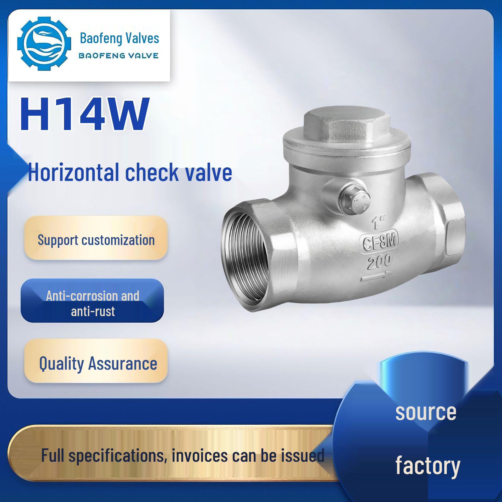 304 Stainless Steel Horizontal One-Way Swing Check Valve, Internal Threaded, DN15, 4 Points 201 Stainless Steel DN15 Horizontal Check Valve
304 Stainless Steel Horizontal One-Way Swing Check Valve, Internal Threaded, DN15, 4 Points 201 Stainless Steel DN15 Horizontal Check Valve