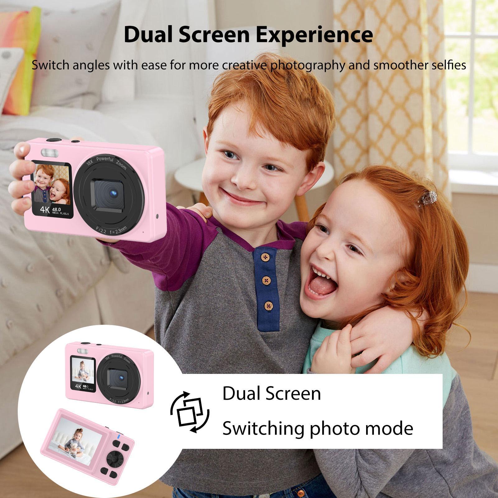 4K Цифрова камера з подвійним екраном Автоматичне фокусування 18-кратний зум Портативний 2,4-дюймовий дисплей для студентів, підлітків, дітей рожевий
4K Цифрова камера з подвійним екраном Автоматичне фокусування 18-кратний зум Портативний 2,4-дюймовий дисплей для студентів, підлітків, дітей рожевий