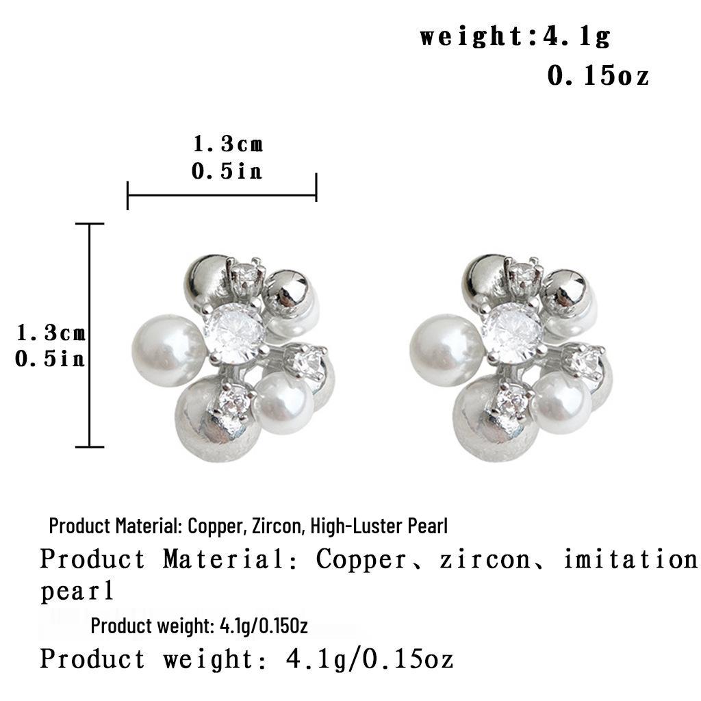 Elegant Zircon Pearl Flower Ball Stud Earrings for Women - High-End French Silver Needle Design
Elegant Zircon Pearl Flower Ball Stud Earrings for Women - High-End French Silver Needle Design