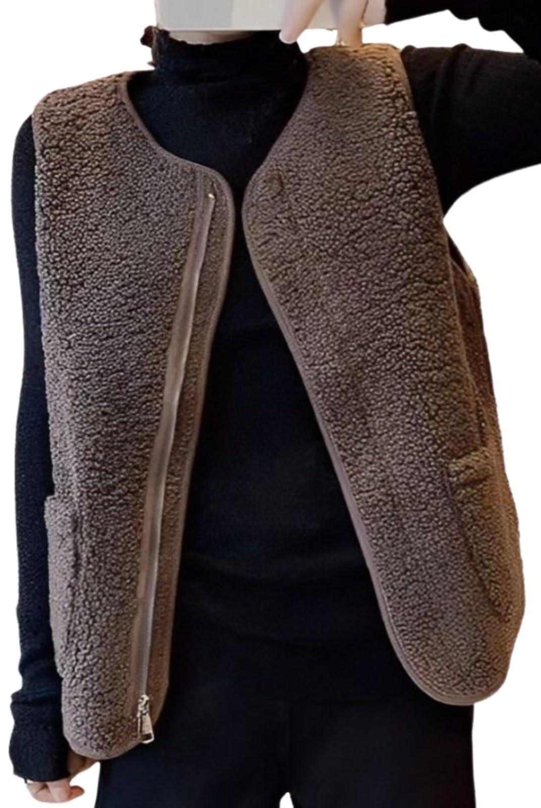 Room Wear with Zip Open Room Round Pocket Body Front Setup Cold Heat Cold Fluffy Fluffy Vest with Pockets vest sleeveless collarless vest Brown
Room Wear with Zip Open Room Round Pocket Body Front Setup Cold Heat Cold Fluffy Fluffy Vest with Pockets vest sleeveless collarless vest Brown