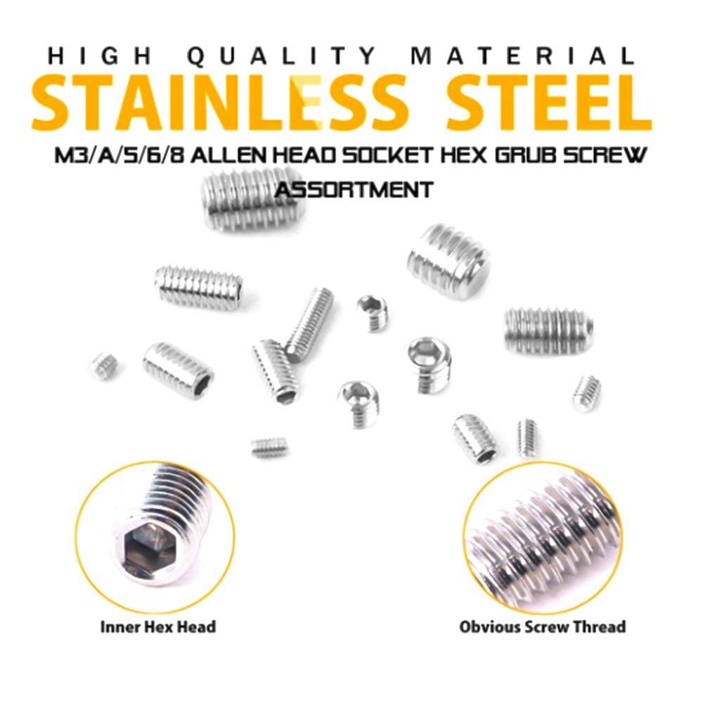 Cup Point 304 Stainless Steel M2-M8 Hexagon Socket Screw Grub Bolt Allen Head Assortment Kit 200pcs
Cup Point 304 Stainless Steel M2-M8 Hexagon Socket Screw Grub Bolt Allen Head Assortment Kit 200pcs