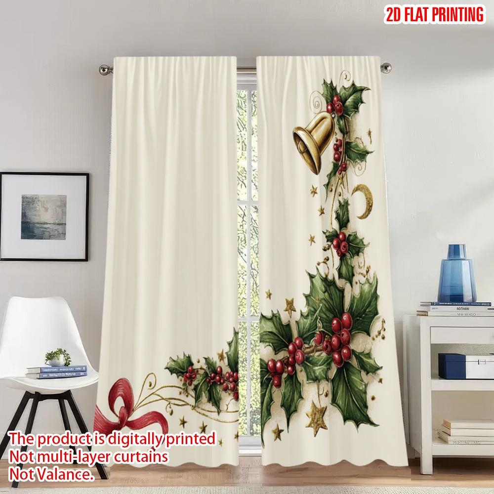 Flat Printing Merry Christmas Trendy Curtains Holly Berries Stars Digital Printed Polyester Drapes Festive Curtain Set Of 2 Made Washable W100*H70(CM)-Rod Pocket&2PCS
Flat Printing Merry Christmas Trendy Curtains Holly Berries Stars Digital Printed Polyester Drapes Festive Curtain Set Of 2 Made Washable W100*H70(CM)-Rod Pocket&2PCS