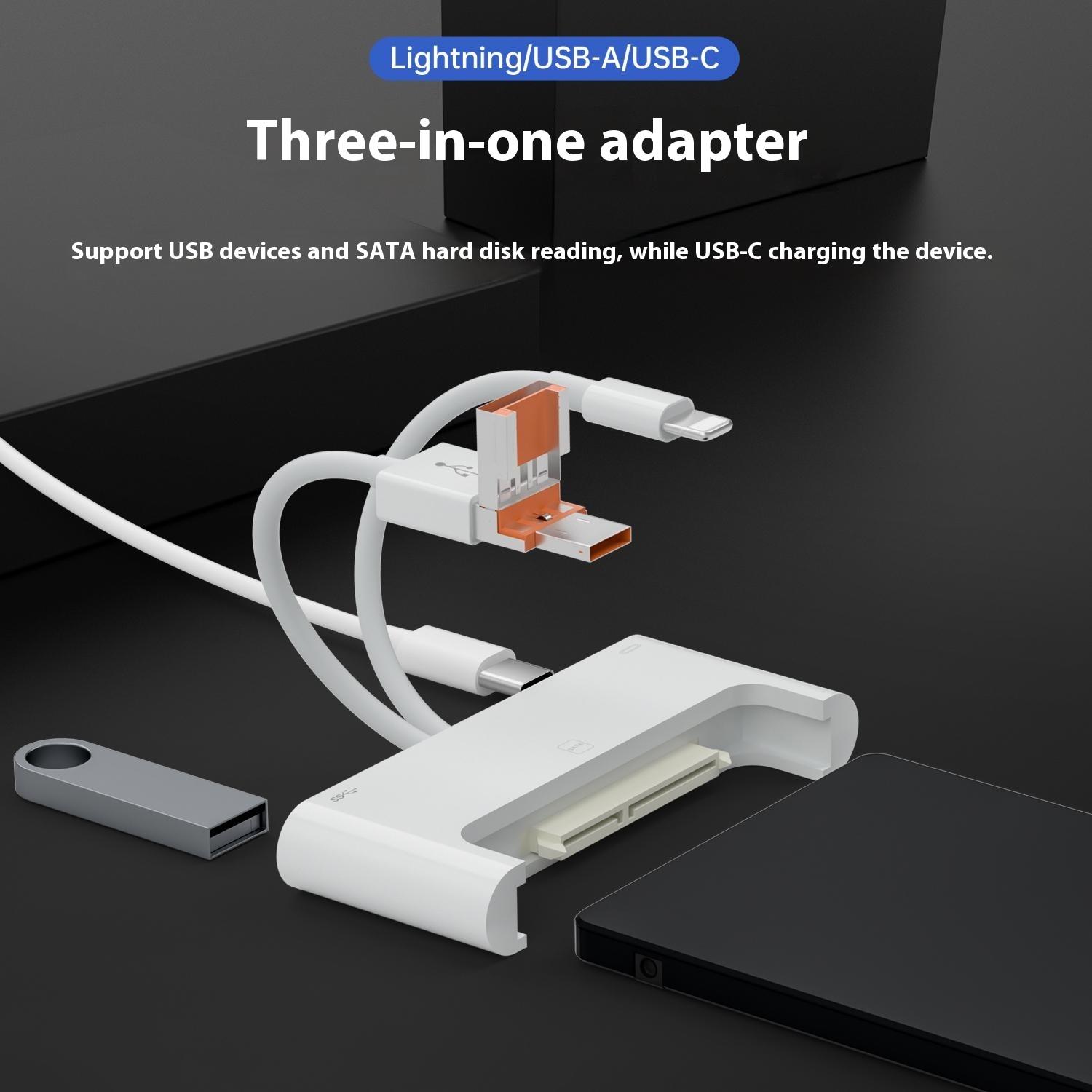 NK-1046TL Pro 3-in-1 USB+Type C+iP to SATA Fast Data Transfer Multi-Function Adapter As Shown A
NK-1046TL Pro 3-in-1 USB+Type C+iP to SATA Fast Data Transfer Multi-Function Adapter As Shown A