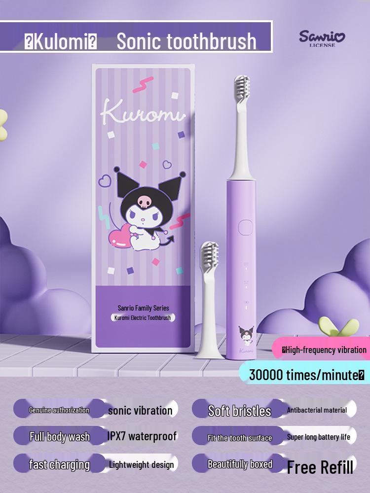 Перезаряджувана електрична зубна щітка Sanrio Kuromi для дітей та дорослих - М яка щетина, Милий дизайн
Перезаряджувана електрична зубна щітка Sanrio Kuromi для дітей та дорослих - М яка щетина, Милий дизайн
