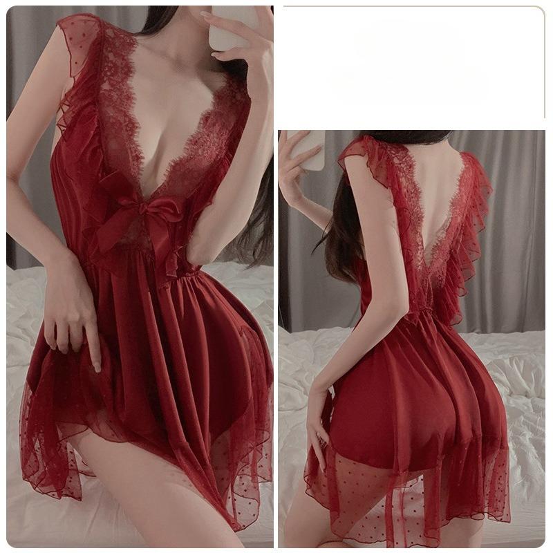 Plus Size Women’s Sexy Deep V Sleep Dress Mesh Backless Nightdress Sweet Lace Nightgown червоний
Plus Size Women’s Sexy Deep V Sleep Dress Mesh Backless Nightdress Sweet Lace Nightgown червоний