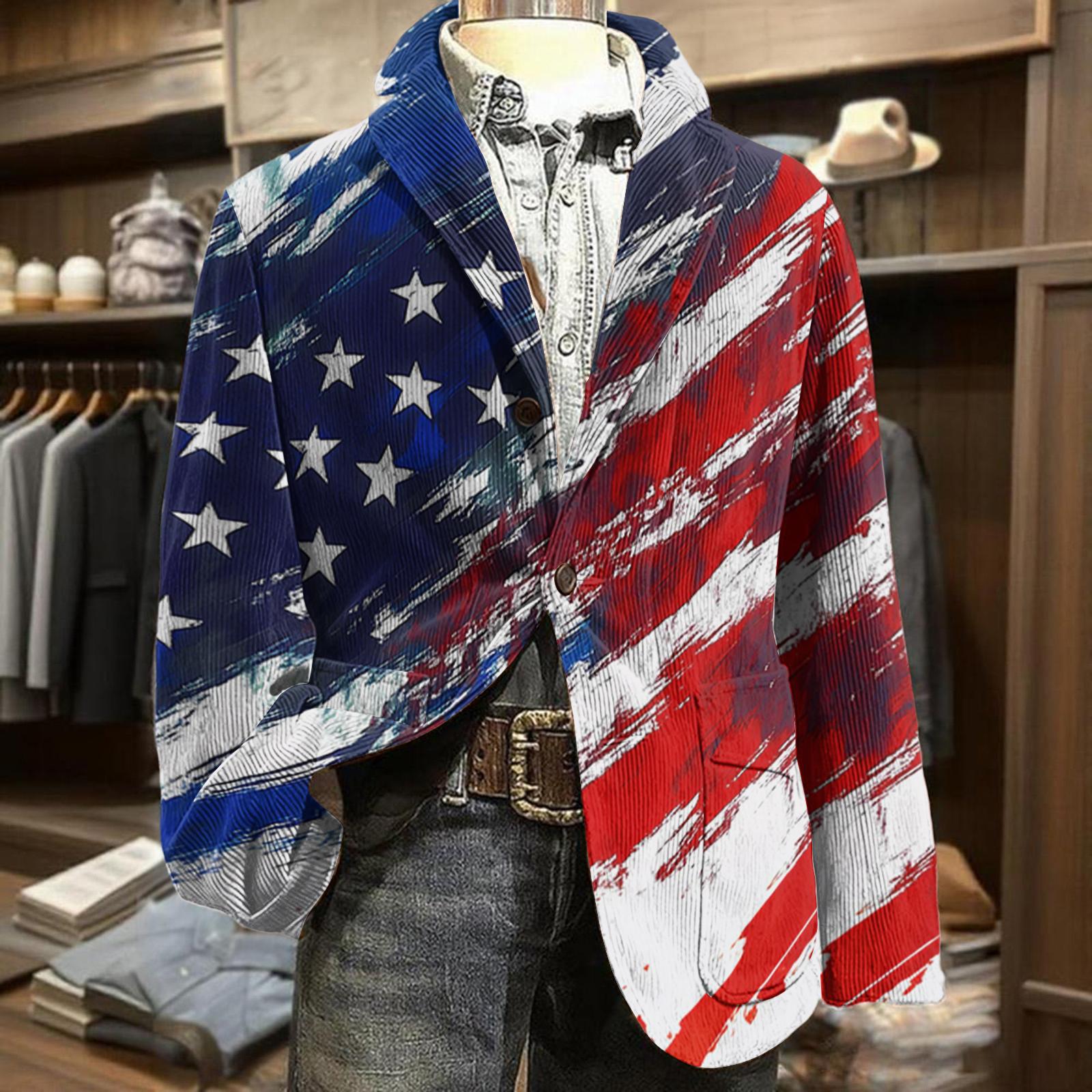 Men Corduroy Blazer Business Casual Suit Jacket with Independence Day Themed Print for Formal or Daily Wear XL кавун червоний колір
Men Corduroy Blazer Business Casual Suit Jacket with Independence Day Themed Print for Formal or Daily Wear XL кавун червоний колір