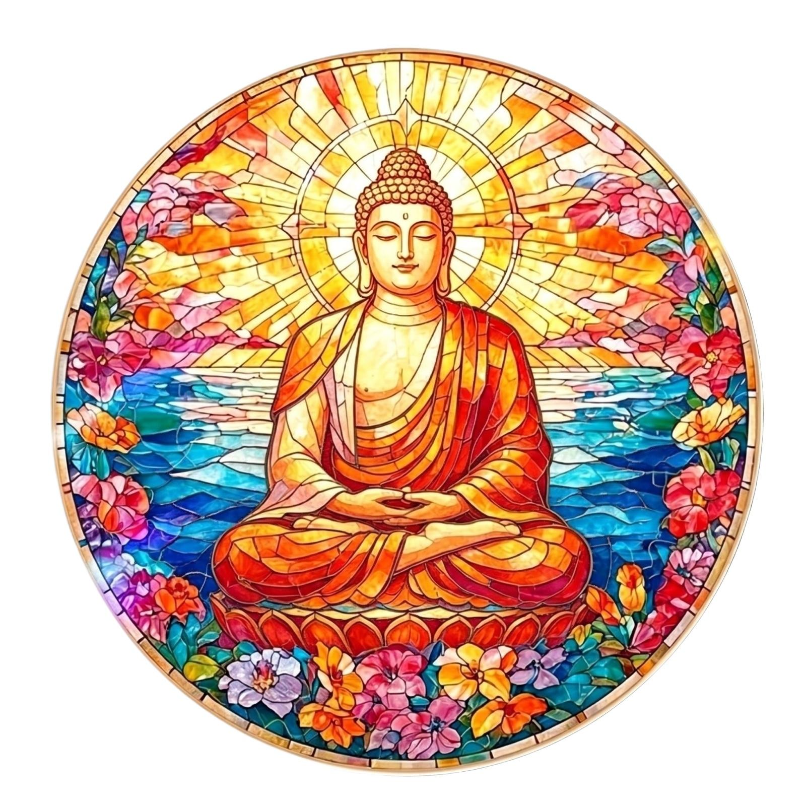 Stained Glass Style Buddha Sitting Meditation Mandala Wall Art Round Decorative Panel for Home Office Yoga Studio Spiritual Space One Size
Stained Glass Style Buddha Sitting Meditation Mandala Wall Art Round Decorative Panel for Home Office Yoga Studio Spiritual Space One Size
