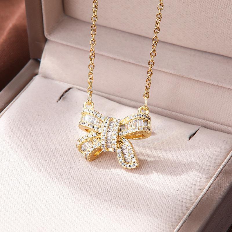 Women s Versatile Zircon Bow Titanium Steel Necklace - Non-Fading Light Luxury Clavicle Chain Accessories
Women s Versatile Zircon Bow Titanium Steel Necklace - Non-Fading Light Luxury Clavicle Chain Accessories