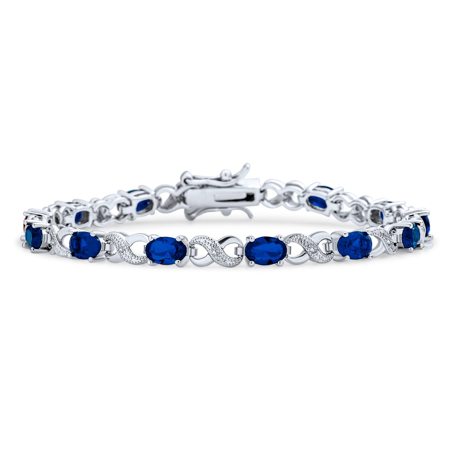 9CT Simulated Dark Blue Sapphire Cubic Zirconia AAA Oval CZ Symbol Infinity Milgrain Tennis Bracelet Silver Plated for Women синій
9CT Simulated Dark Blue Sapphire Cubic Zirconia AAA Oval CZ Symbol Infinity Milgrain Tennis Bracelet Silver Plated for Women синій