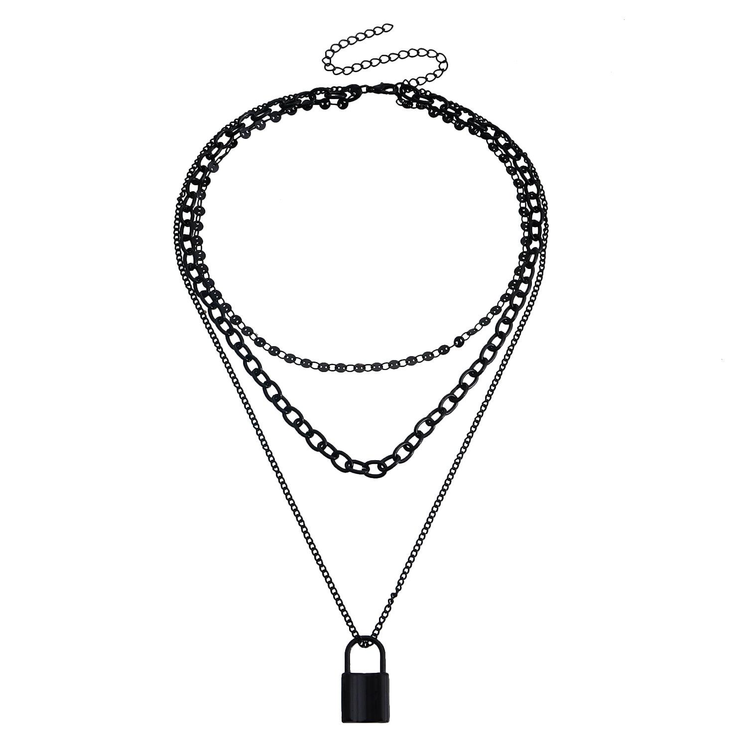 Premium multi-layer swimming black chain padlock necklace, temperament youth necklace чорний
Premium multi-layer swimming black chain padlock necklace, temperament youth necklace чорний