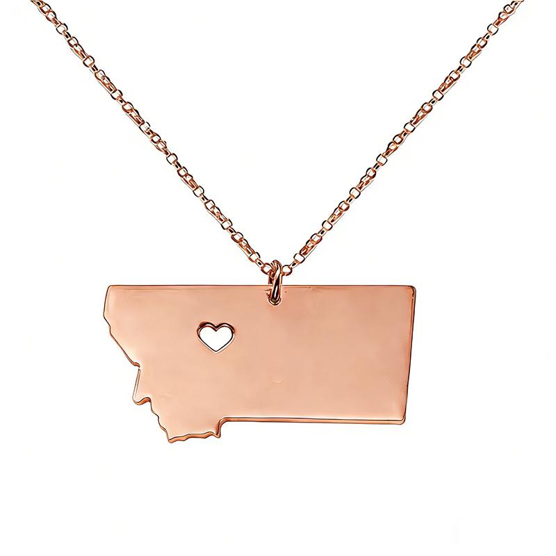 Stainless Steel Hollow Heart Montana Map Necklace United States Map Pendant Necklaces For Women Men рожевий колір золота
Stainless Steel Hollow Heart Montana Map Necklace United States Map Pendant Necklaces For Women Men рожевий колір золота
