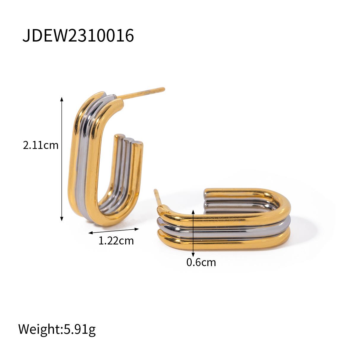 Jiedin European and American stainless steel contrasting earrings ins color matching earrings titanium steel does not fade ear jewelry
Jiedin European and American stainless steel contrasting earrings ins color matching earrings titanium steel does not fade ear jewelry