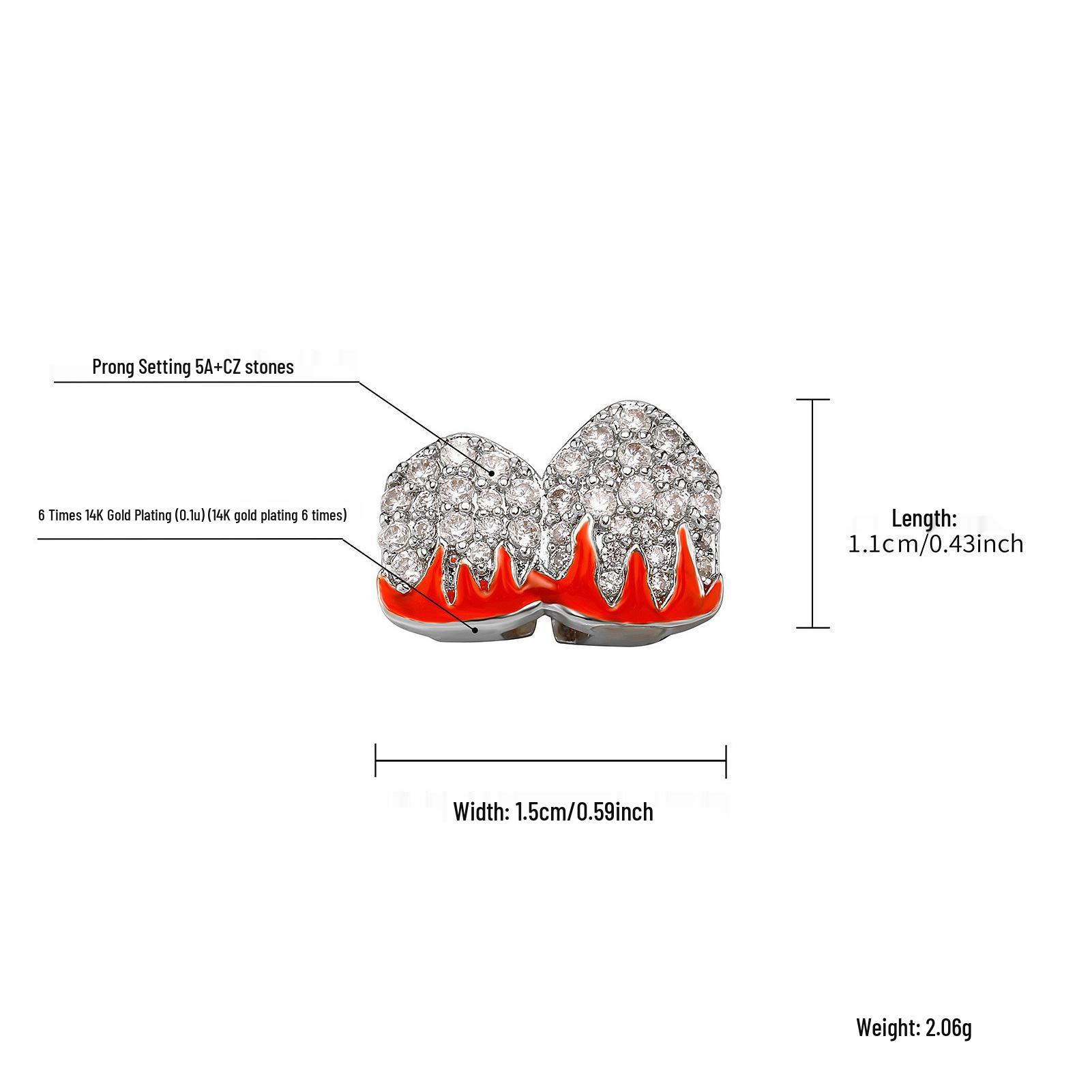 2024 Hip-Hop Red Flame Zirconium Gold Teeth with Full Diamond Braces Silver Single Tooth
2024 Hip-Hop Red Flame Zirconium Gold Teeth with Full Diamond Braces Silver Single Tooth