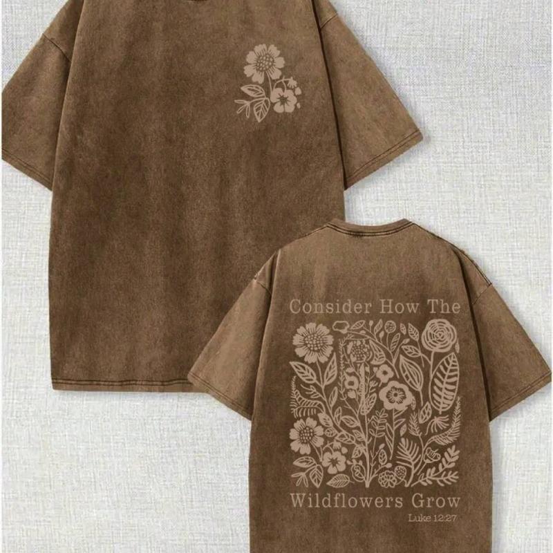 European Size Men S Heavyweight Washed T-Shirt Featuring a Vintage Floral Print Retro Design with The Bible Verse Consider How The Wildflowers Grow 5XL золотий
European Size Men S Heavyweight Washed T-Shirt Featuring a Vintage Floral Print Retro Design with The Bible Verse Consider How The Wildflowers Grow 5XL золотий