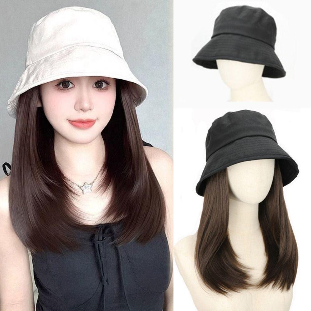 Synthetic Fisherman Hat Wig Bucket Hat Summer Sunshade Cap Wig Outdoor White-Dark Brown
Synthetic Fisherman Hat Wig Bucket Hat Summer Sunshade Cap Wig Outdoor White-Dark Brown