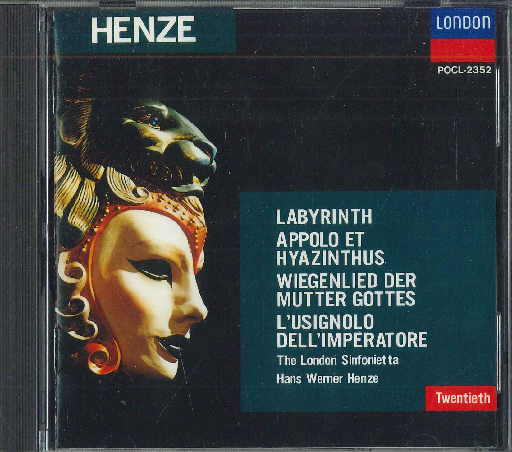 CD HANS WERNER HENZE - Labyrinth Appolo Et Hyazinthus Wieg POCL2352 Japan Classical Used
CD HANS WERNER HENZE - Labyrinth Appolo Et Hyazinthus Wieg POCL2352 Japan Classical Used