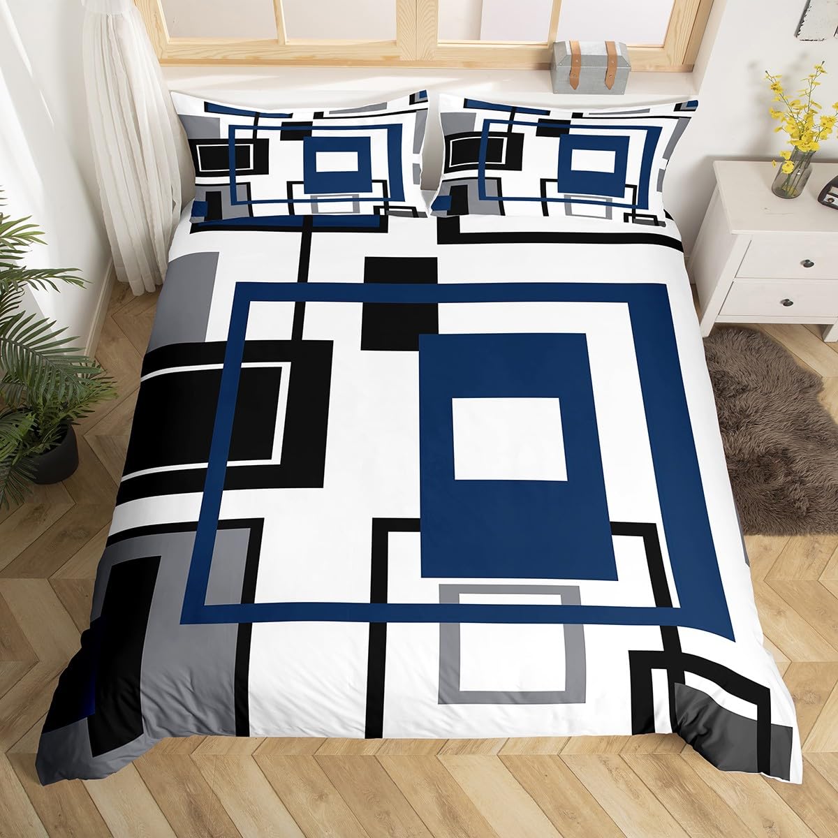 Comforter Geometry Grid Twin Full Queen Geometric Square Comforter Modern Abstract Lines Bedding Set With 2 Pillow Case Comforter (quilt)-EU Single(135*200cm)3pcs
Comforter Geometry Grid Twin Full Queen Geometric Square Comforter Modern Abstract Lines Bedding Set With 2 Pillow Case Comforter (quilt)-EU Single(135*200cm)3pcs