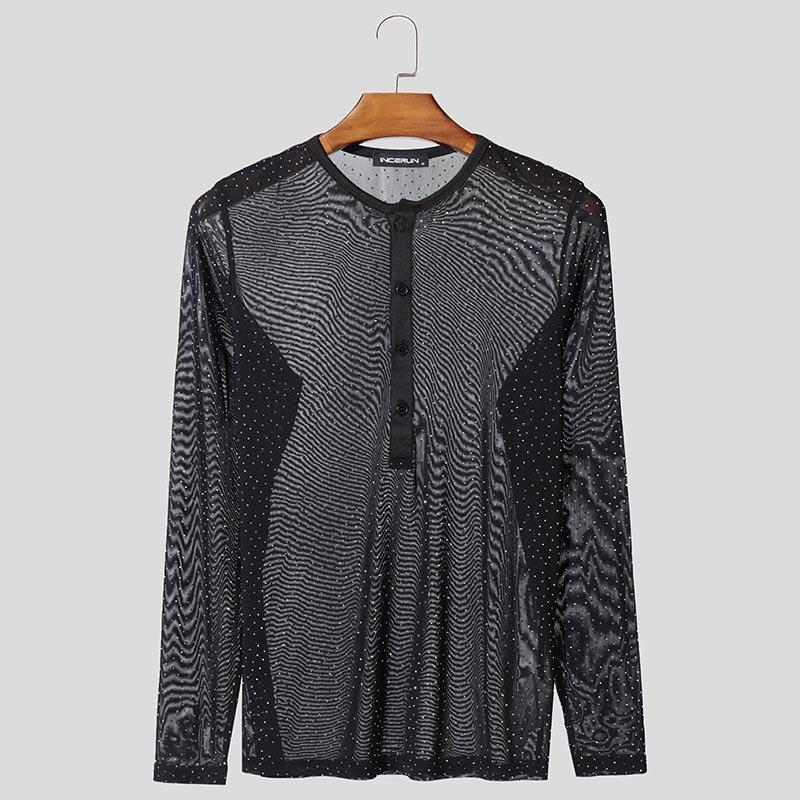 INCERUN Мужские футболки с круглым вырезом, длинным рукавом, сетчатые, прозрачные, облегающие, с горячей фиксацией страз, для вечеринок L чёрный
INCERUN Мужские футболки с круглым вырезом, длинным рукавом, сетчатые, прозрачные, облегающие, с горячей фиксацией страз, для вечеринок L чёрный