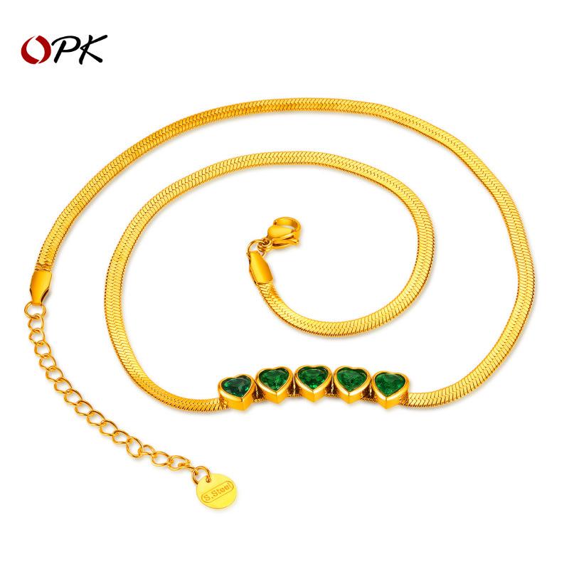 European & American Fashion Retro Heart Necklace - Gold-plated Stainless Steel with Emerald Zircon for Women
European & American Fashion Retro Heart Necklace - Gold-plated Stainless Steel with Emerald Zircon for Women