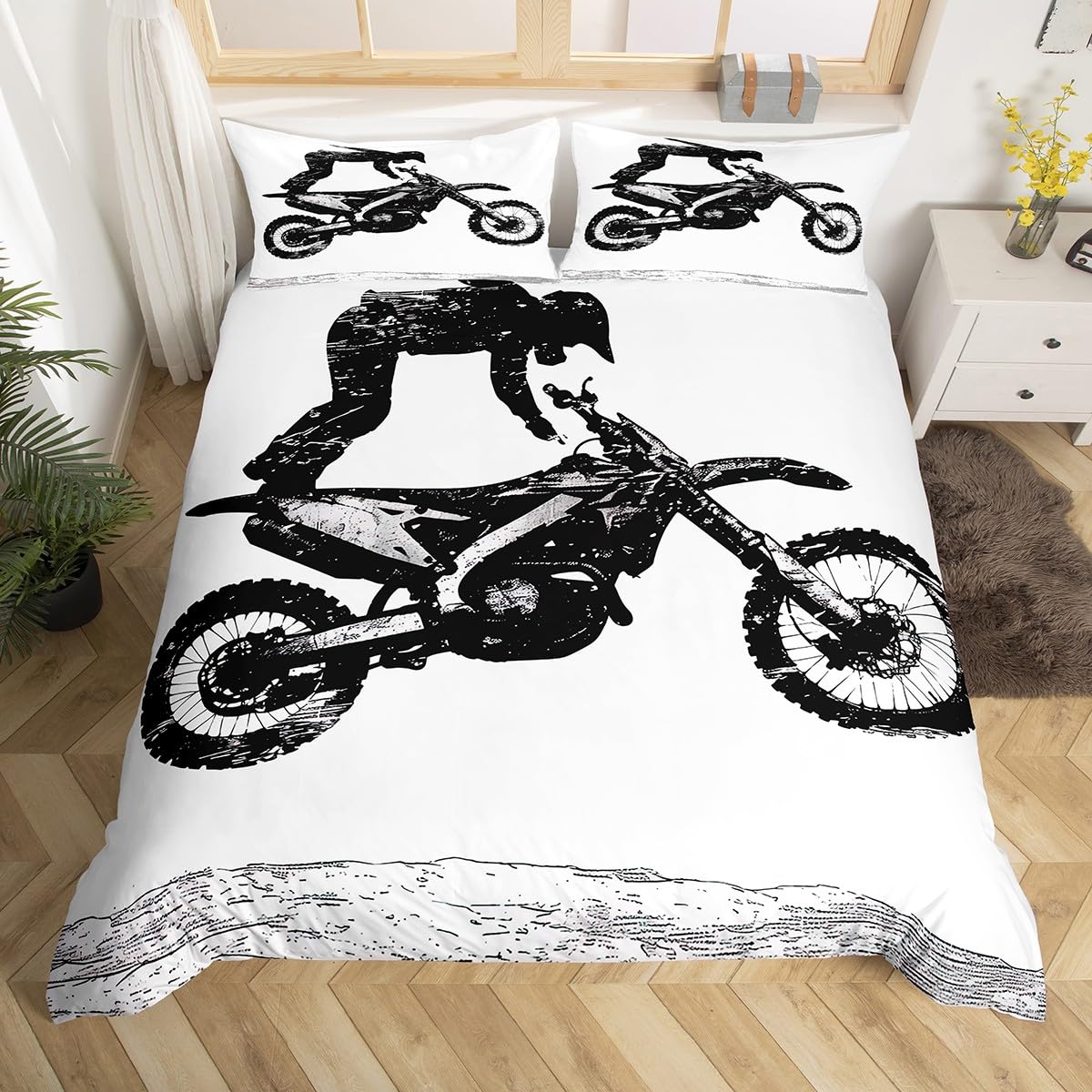 Dirt Bike Duvet Cover Twin Motocross Rider Comforter Cover Комплект постільної білизни для екстремальних видів спорту Класний комплект постільної білизни для мотоциклістів для хлопчиків і дорослих US King(264x228cm)
Dirt Bike Duvet Cover Twin Motocross Rider Comforter Cover Комплект постільної білизни для екстремальних видів спорту Класний комплект постільної білизни для мотоциклістів для хлопчиків і дорослих US King(264x228cm)