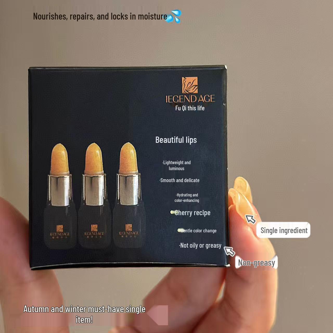 Hong Kong Fuzhuang Fuqi Red Cherry Color-Changing Lipstick Set – 3 Pieces for Smooth, Nourished Lips Reducing Dryness & Lip Lines. 1.9g*3 pieces
Hong Kong Fuzhuang Fuqi Red Cherry Color-Changing Lipstick Set – 3 Pieces for Smooth, Nourished Lips Reducing Dryness & Lip Lines. 1.9g*3 pieces