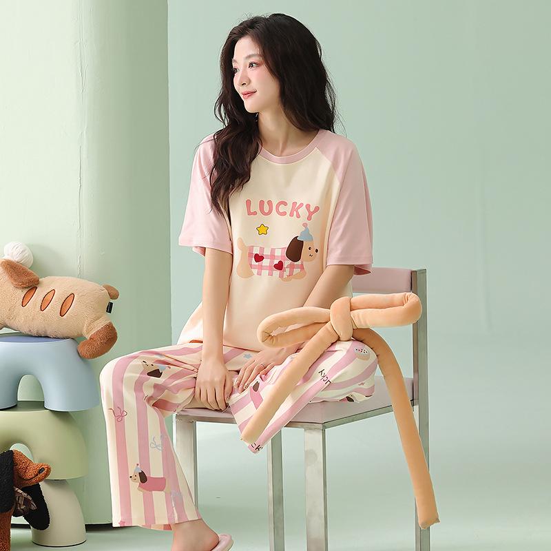 Summer Striped Cotton Pajama Set: Women s Soft, Skin-Friendly, Short Sleeve Top & Long Pants for Home Wear XXL
Summer Striped Cotton Pajama Set: Women s Soft, Skin-Friendly, Short Sleeve Top & Long Pants for Home Wear XXL