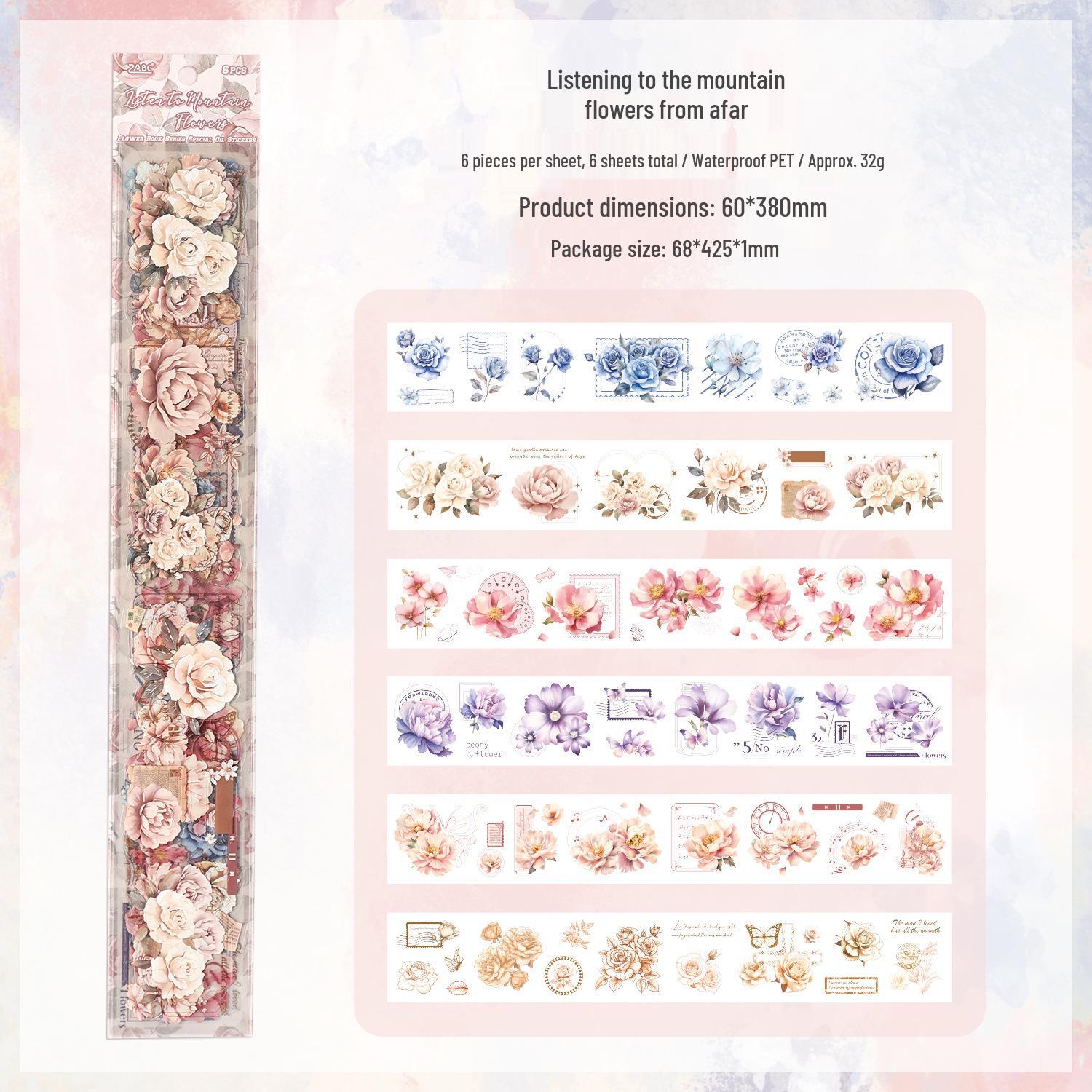 ZABC Flower Scenery Sticker Set: 6 Styles, 6 Sheets for Border and Collage Decoration
ZABC Flower Scenery Sticker Set: 6 Styles, 6 Sheets for Border and Collage Decoration
