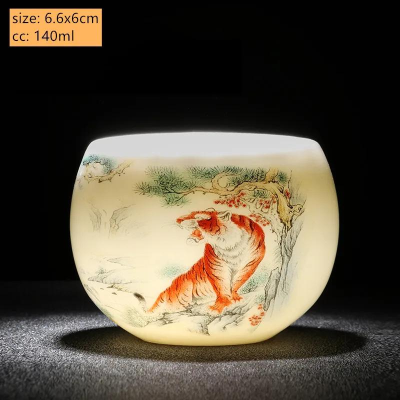 New Suet Jade Ceramic Tea Cup Zodiac Tiger Tea Cup Master Cup White Porcelain Tea Set Household Boutique Tea Bowl Drinkware
New Suet Jade Ceramic Tea Cup Zodiac Tiger Tea Cup Master Cup White Porcelain Tea Set Household Boutique Tea Bowl Drinkware