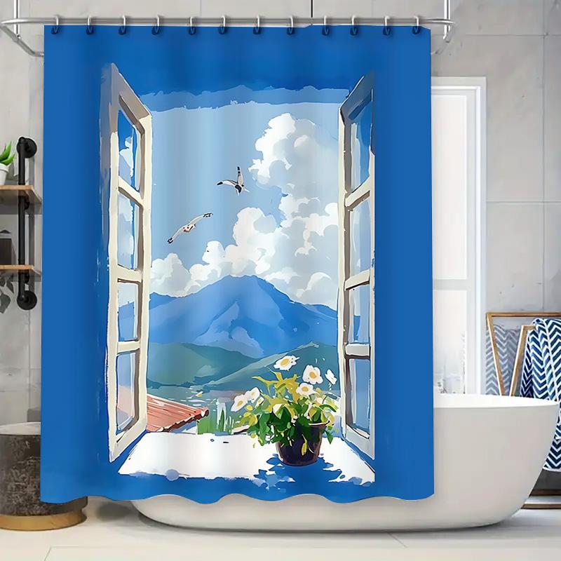 Beautiful Blue Window View Shower Curtain White Flowers Birds Print Enhance Bathroom Decor Tranquil Atmosphere Elevate Space W60H190(CM)-1 Pcs
Beautiful Blue Window View Shower Curtain White Flowers Birds Print Enhance Bathroom Decor Tranquil Atmosphere Elevate Space W60H190(CM)-1 Pcs
