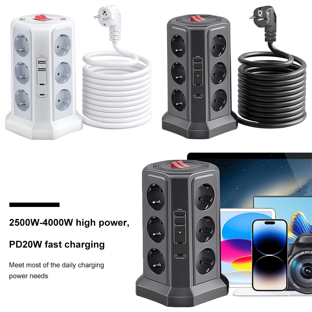 EU 12-bit Multi Vertical Socket Top Merge Switch with 1.8M Extension Cable Multi Plug Socket Power Strip PD20W for Home Office білий
EU 12-bit Multi Vertical Socket Top Merge Switch with 1.8M Extension Cable Multi Plug Socket Power Strip PD20W for Home Office білий