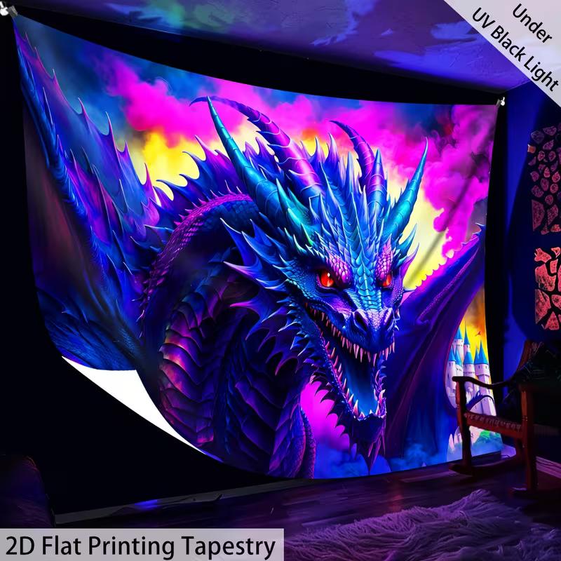 2D UV Reactive Dragon Tapestry, Blacklight Fantasy Wall Decor 47.2x31.5inch/120*80cm
2D UV Reactive Dragon Tapestry, Blacklight Fantasy Wall Decor 47.2x31.5inch/120*80cm