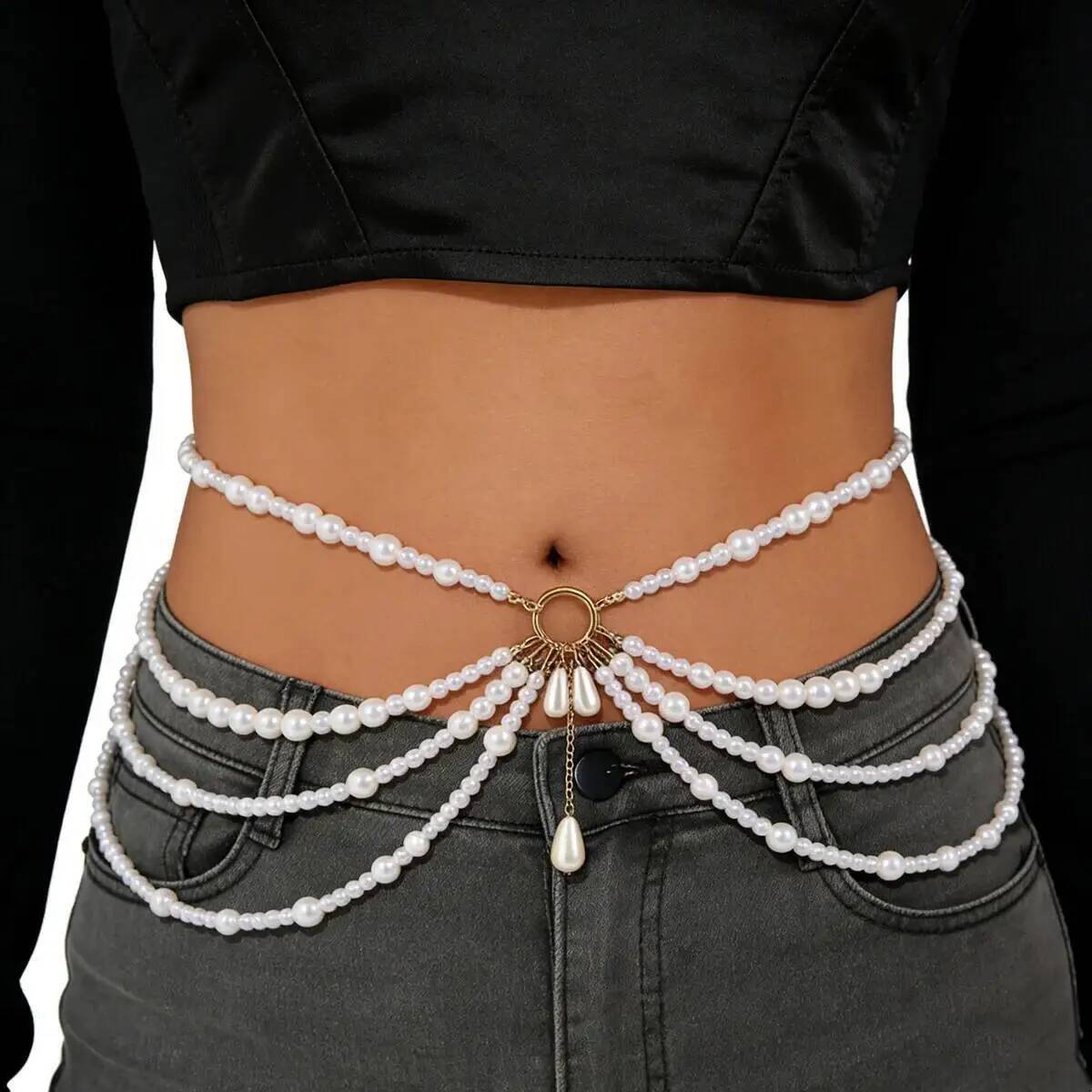 SHIXIN Fashion Y2K Multilayer Imitation Pearl Tassel Waist Chain Women New Elegant Sexy Bikini Belt Body Chain Jewelry Accessory
SHIXIN Fashion Y2K Multilayer Imitation Pearl Tassel Waist Chain Women New Elegant Sexy Bikini Belt Body Chain Jewelry Accessory