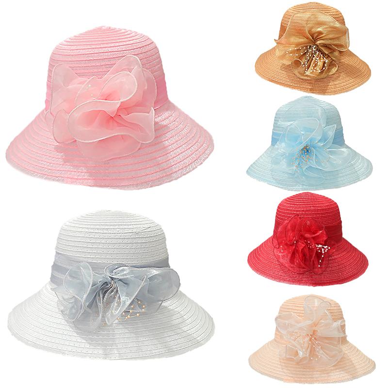 Women Summer Flower Decor Wide Brim Organza Hat Solid Color Sun Protection Sun Hats Church
Women Summer Flower Decor Wide Brim Organza Hat Solid Color Sun Protection Sun Hats Church