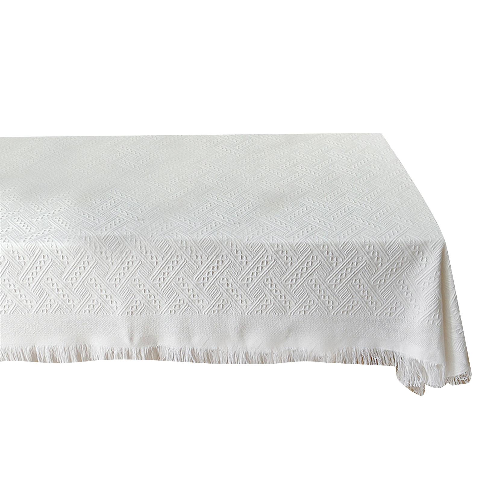 Хлопково-льняная скатерть с кисточками и кружевом, круглая, прямоугольная, скатерть-карта, полотенце-покрытие для кухни, столовой, вечеринки, свадьбы 90*150cm
