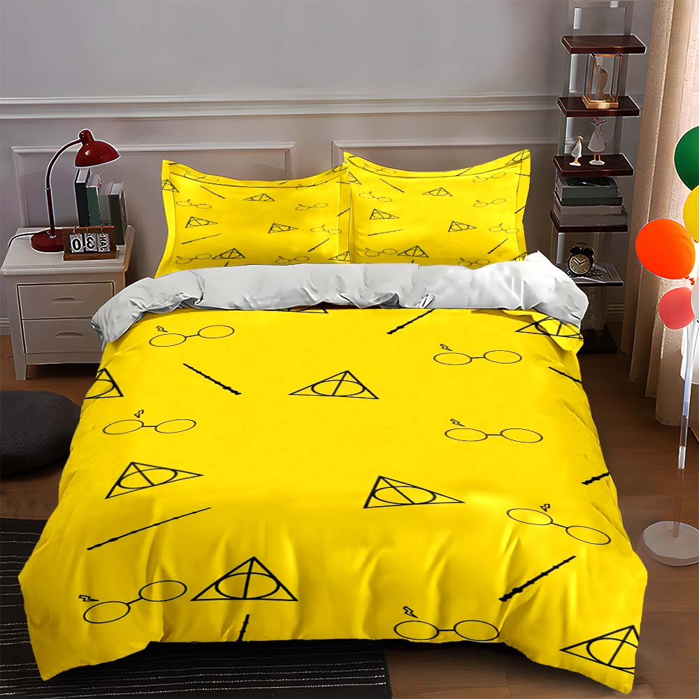 Triangle glasses wands Bedding Duvet cover sets Duvet covers Pillowcases gifts (1 * Duvet Cover 2 * Pillowcases, without duvet insert) 135x200cm
Triangle glasses wands Bedding Duvet cover sets Duvet covers Pillowcases gifts (1 * Duvet Cover 2 * Pillowcases, without duvet insert) 135x200cm