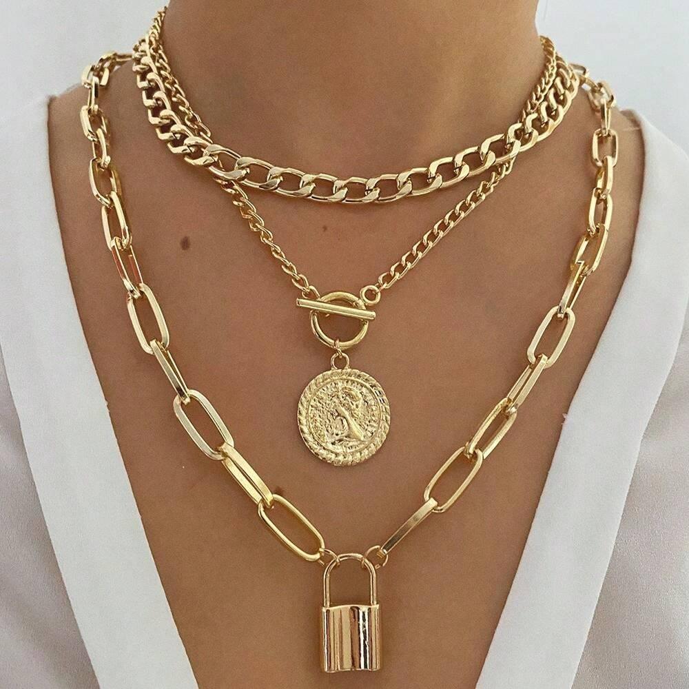 3Pcs/Set Vintage Coin Pendant Necklaces for Women Punk Gold Color Lock Multi-Layered Necklace 2026 Trendy Y2K Jewelry Gifts
3Pcs/Set Vintage Coin Pendant Necklaces for Women Punk Gold Color Lock Multi-Layered Necklace 2026 Trendy Y2K Jewelry Gifts