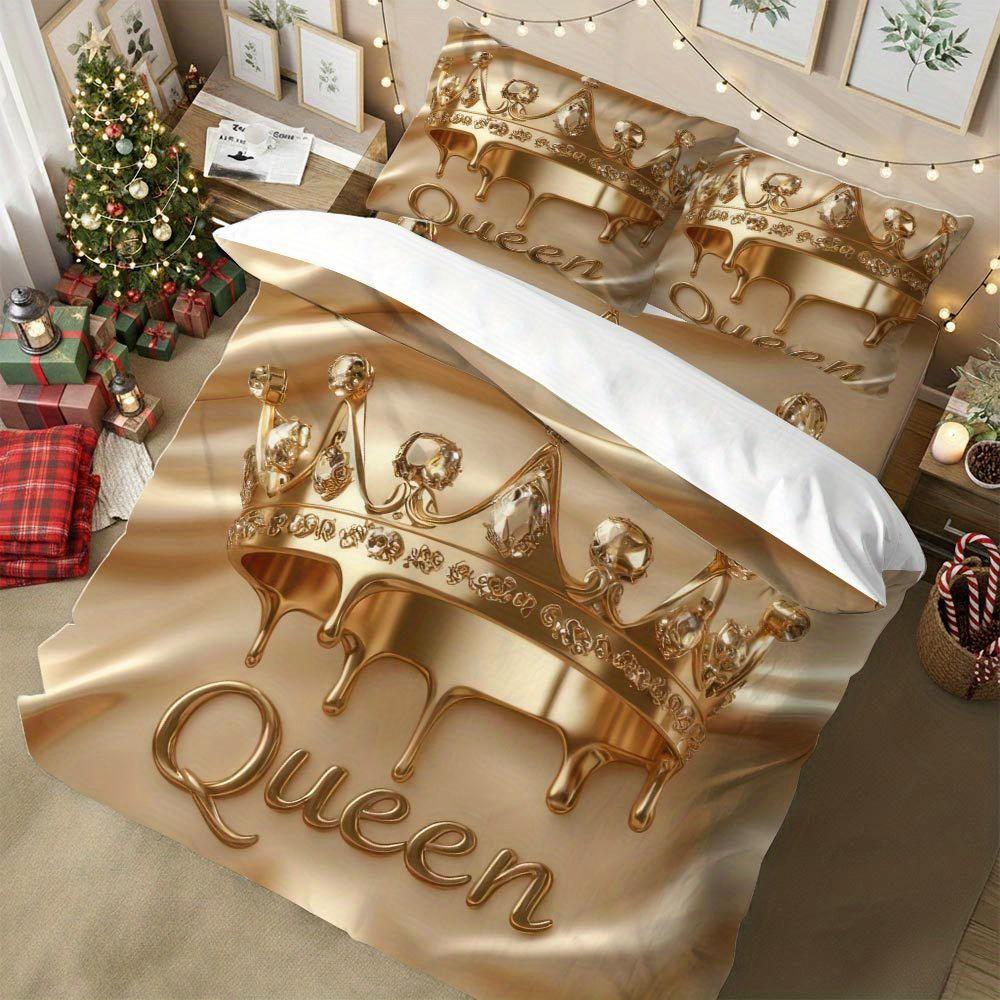 Lifesmell 2/3Pcs Royal Golden Crown Pattern Duvet Cover Set Queen Bed Cover Set Luxury Bedding Set Gift Idea For Merry Christmas Duvet Cover Set&EU Single(135x200cm)
Lifesmell 2/3Pcs Royal Golden Crown Pattern Duvet Cover Set Queen Bed Cover Set Luxury Bedding Set Gift Idea For Merry Christmas Duvet Cover Set&EU Single(135x200cm)