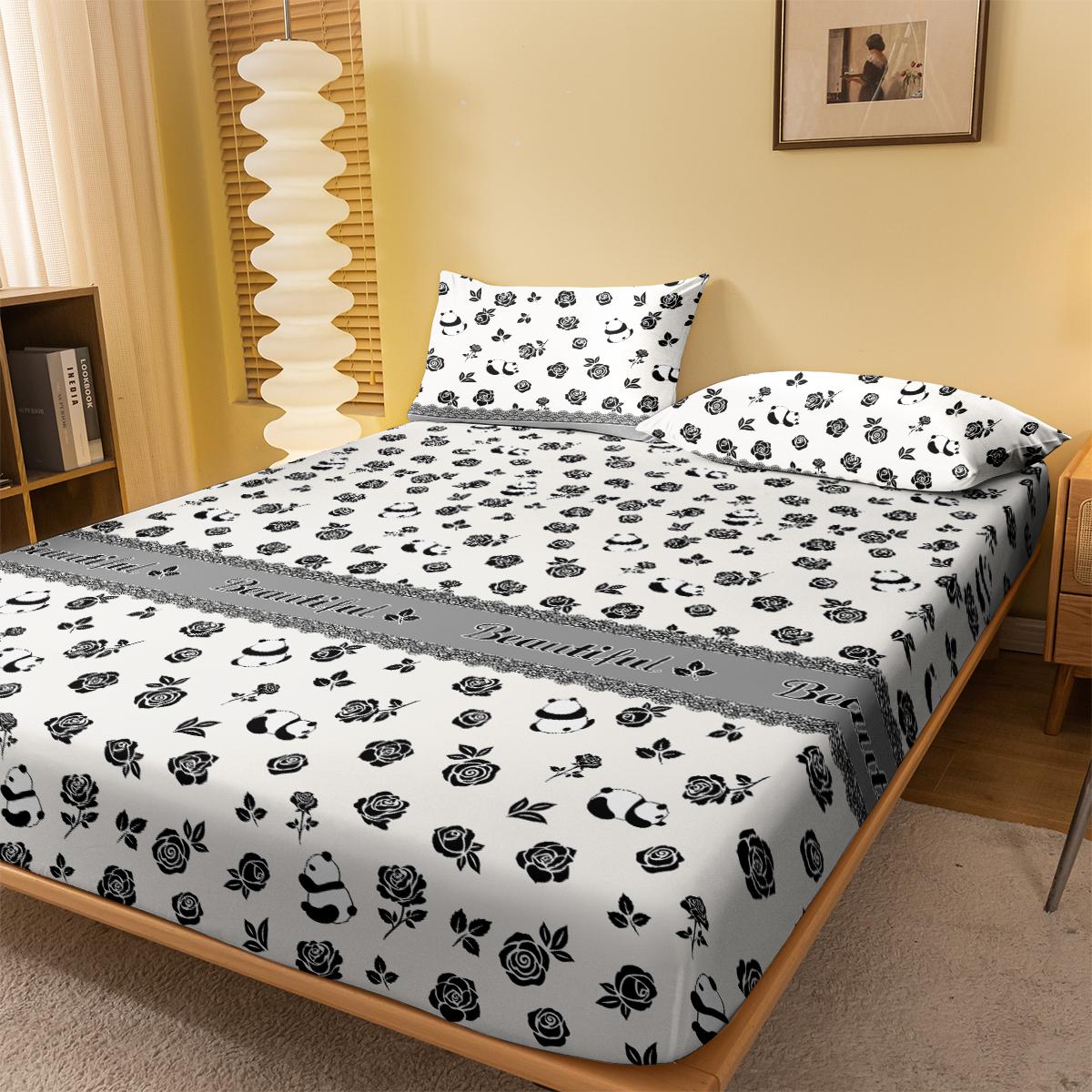 1 простая современная матовая простыня на резинке с принтом в виде цветка розы, покрывало для кровати с принтом в спальню, постельное белье (Исключая наволочки) 71x132cm