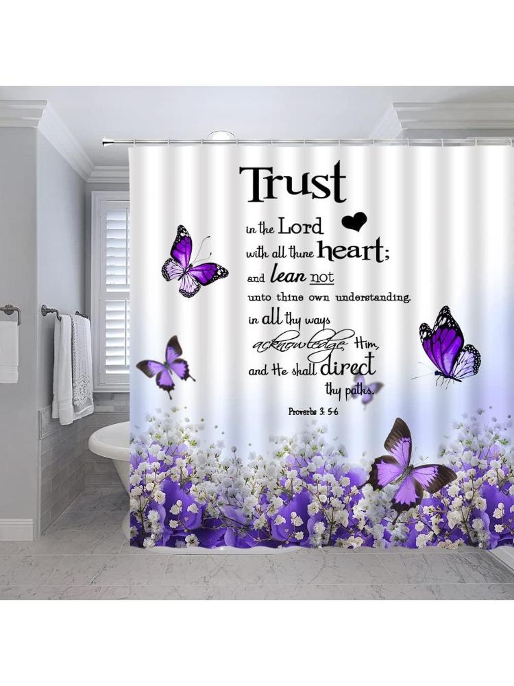 Purple Floral Butterfly Shower Curtain Inspirational Quotes Spring Flower Romantic Valentine S Day Belief Gospel Violet Rose W60H190(CM)-1 Pcs
Purple Floral Butterfly Shower Curtain Inspirational Quotes Spring Flower Romantic Valentine S Day Belief Gospel Violet Rose W60H190(CM)-1 Pcs