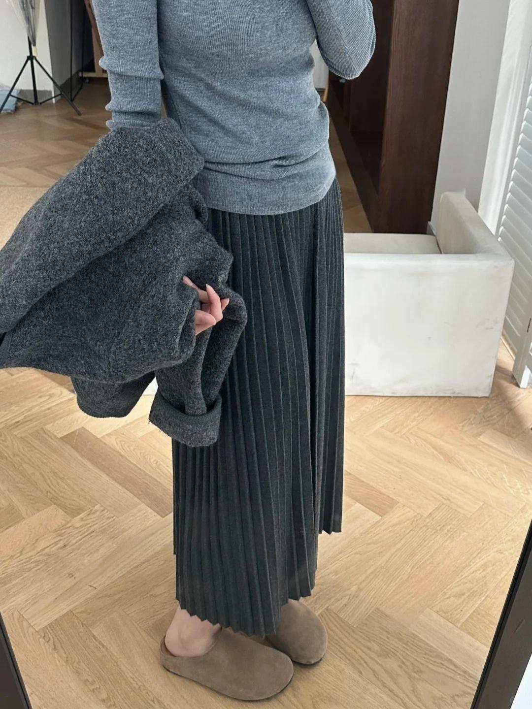French A-line High Waist Wool Knit Skirt for Women - Pleated, Hip Cover, Plus Size, Autumn/Winter, Long, Stylish & Versatile Small темно-серого
French A-line High Waist Wool Knit Skirt for Women - Pleated, Hip Cover, Plus Size, Autumn/Winter, Long, Stylish & Versatile Small темно-серого